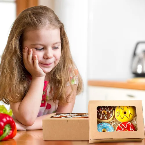Vista 5 de Moretoes 32 cajas de galletas, cajas de panadería de 8 x 6 x 2.5 pulgadas Marrón-paquete de 32
