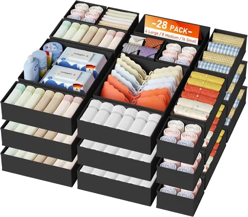 Vista 37 de DIMJ Organizador de cajones para ropa, paquete de 6 unidades, organizadores plegables para bebé, organizador de almacenamiento y cómoda