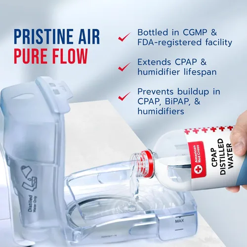 Vista 5 de Resway Agua destilada de la Cruz Roja Americana Botellas de viaje para máquinas resmed, Respironics, humidificador personal Suministros médicos