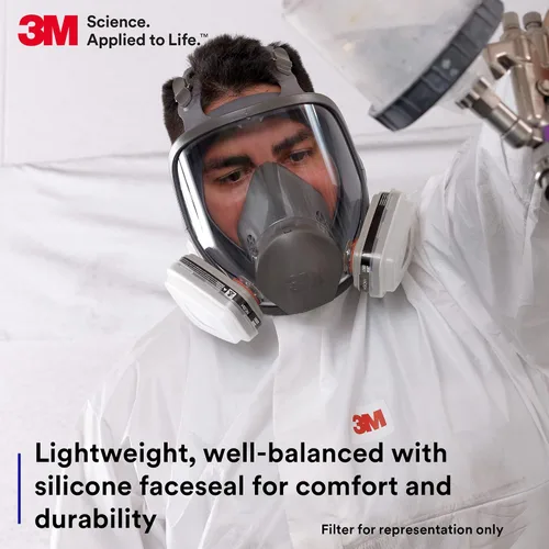 Vista 3 de 3M Completa pieza facial reutilizable, respirador serie 6000 (múltiples tamaños)., S, Negro, 1