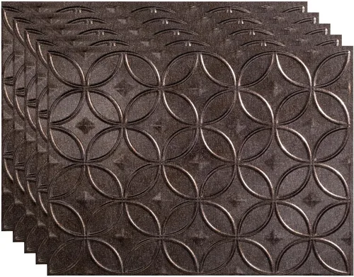 Vista 32 de FASÄDE Anillos Panel de Revestimiento Decorativo de Vinilo de 18 x 24 pulgadas en Bronce Argent (Paquete de 5)