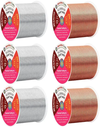 Vista 273 de Mandala Crafts - Alambre de aluminio anodizado de calibre 22 para hacer joyas - 137.2 m de alambre flexible surtido y coloreado - Doble para bonsái
