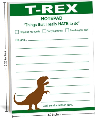 Vista 2 de Cuaderno de notas divertido "T-Rex Hates Doing Things" Bloc de notas T-rex