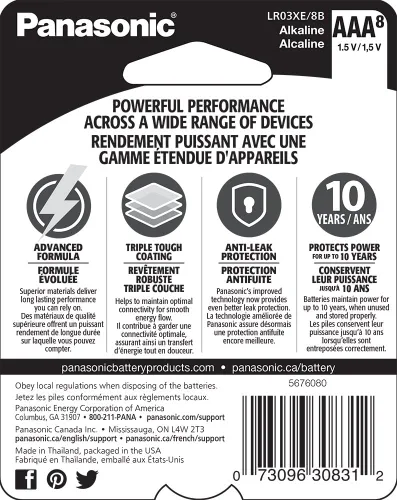 Vista 2 de Panasonic Energy Corporation LR03XE/8B Platinum Power AAA - Pilas alcalinas (8 unidades) cycling-electronics-accessories
