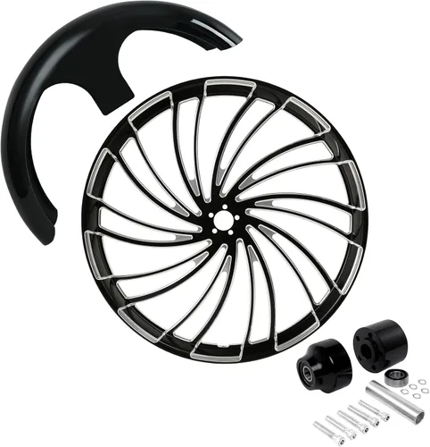 Vista 89 de TCMT Llanta de rueda delantera de 21", buje de rueda de brida de doble disco con guardabarros delantero negro sin pintar, compatible con modelos