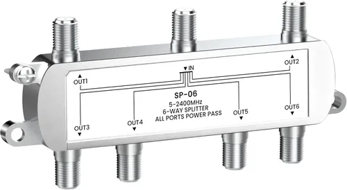 Vista 9 de NEWCARE Divisor de cable coaxial digital de 4 vías 5-2400 MHz, compatible