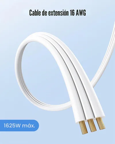 Vista 7 de Cable de extensión corto de 1.5 pies SUPERDANNY, regleta de enchufe plano en ángulo recto, cable de extensión de 13 A para interiores con 3 tomas