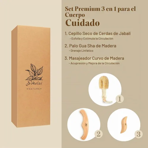 Vista 3 de Juego de cepillos para el cuerpo seco para drenaje linfático