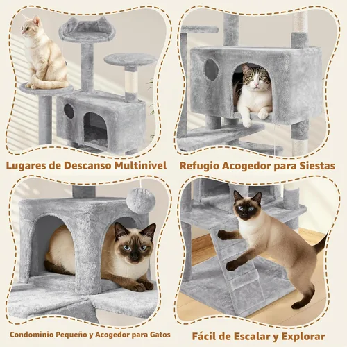 Vista 4 de Yaheetech - Árbol para gatos resistente de varios niveles de 70 pulgadas, condominio, postes rascadores de sisal Multi-level activity center