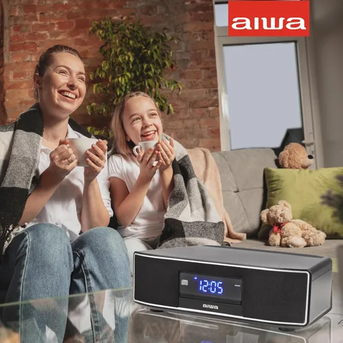 Vista 5 de Aiwa Exos Altavoz para el Hogar, Sistema de Sonido Premium de 30W RMS con Reproductor de CD, Conectividad Bluetooth, Radio FM, Entrada Digital