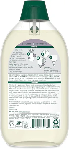 Vista 2 de Seventh Generation - Detergente EasyDose para ropa ultra concentrado: 66 cargas, aroma de lavanda fresca, 23,1 onzas líquidas