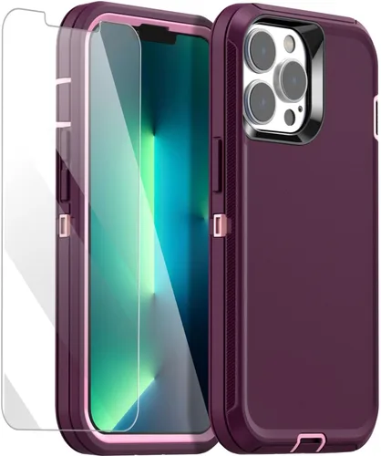 Vista 13 de AICase Funda para iPhone 13 Pro Max/12 Pro Max con protector de vidrio, protección contra caídas de alta resistencia, cuerpo completo, a prueba