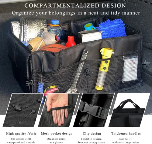 Vista 3 de Organizador de Maletero y Asiento Trasero del Coche, Organizador de Almacenamiento Automático Impermeable de Gran Capacidad, Organizador de Maletero