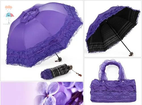 Vista 58 de Honeystore Paraguas plegable a prueba de rayos ultravioleta Princess Lace Parasol con cúpula anti-UV