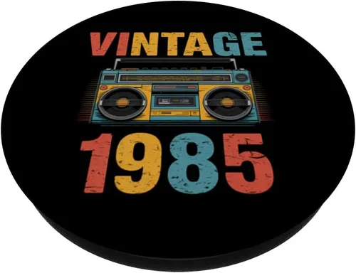 Vista 2 de Vintage 1985 Boombox Retro Music Cassette Style PopSockets Adhesive PopGrip