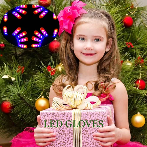 Vista 3 de 4 Pairs LED Gloves Light up Gloves for Kids Girls Boys Toys Age 3-12 Years Old Cool Fun Toys Gifts for Easter Birthday Carnival Party Christmas