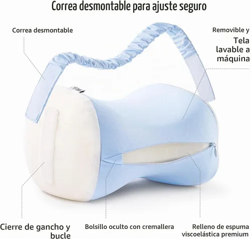 Vista 7 de YFONG Almohada de rodilla para dormir de lado, almohada de espuma viscoelástica, color azul