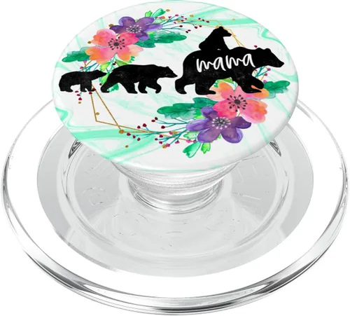 Vista 8 de PopSockets - Soporte para teléfono móvil y tabletas, diseño de oso de mamá, Negro