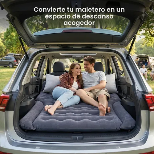 Vista 2 de ABORON SUV Air Mattress with Pump, Inflatable Car Bed for Truck/Tesla/Van Dark Gray