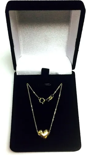 Vista 4 de Jewelry Affairs Collar con colgante de corazón inflado de oro real de 10 quilates, 18