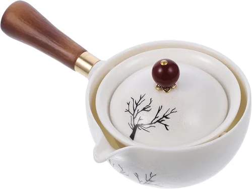 Vista 8 de KICHOUSE Tetera vintage Kung Fu tradicional patrón porcelana tetera infusor hojas sueltas ideal para fiestas de oficina en casa