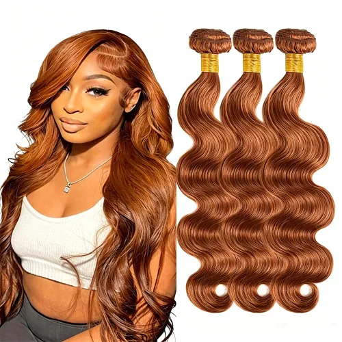 Vista 240 de P4613 Cabello humano rizado onda profunda marrón y paquetes mixtos 8 10 12 P4613 Ombre Marrón-Rubio-DP