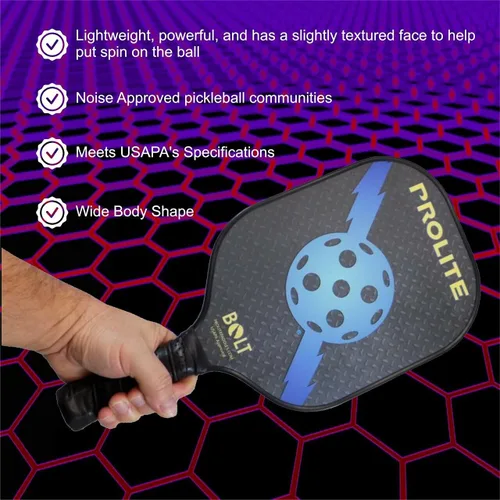 Vista 4 de Prolite Pala de pickleball Bolt - Peso ligero - Potente - Revestimiento de fibra de carbono para una colocación superior de la pelota - Núcleo