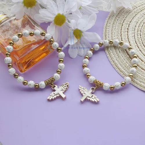 Vista 7 de 12 pulseras de ángel para bautismo, primera comunión, bautizo, boda, ángel