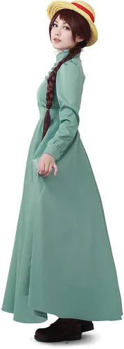 Vista 3 de miccostumes Disfraz de cosplay de manga larga para mujer color verde