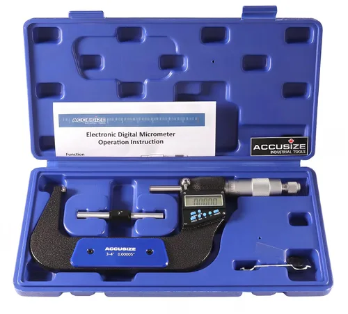 Vista 13 de Accusize Industrial Tools 0-1"/0-25 mm por 0.00005"/0.001 mm Micrómetro Digital Electrónico de 7 Teclas, Resistente al Agua, Ac21-1022