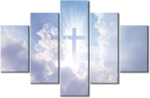 Vista 114 de TUMOVO Decoración de pared de iglesia cristiana de 3 paneles, imágenes de la resurrección de Jesús para sala de estar, dormitorio, cocina