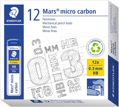 Vista 9 de Staedtler Micro Mars - Lápiz mecánico de carbono, 0.020 in, HB, 2.362 in x 12 (250 05 HB)