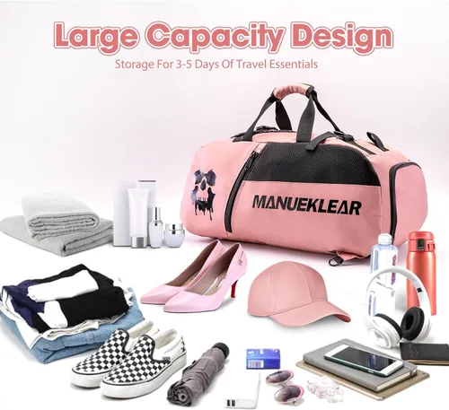 Vista 2 de Bolsa de gimnasio para mujeres y hombres, bolsa de lona para hombres con compartimento para zapatos, bolsas de lona deportivas para mujeres