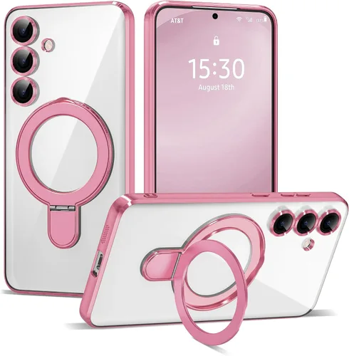 Vista 37 de Funda compatible con Samsung Galaxy S24 Plus con soporte de anillo magnético [compatible con Mag-Safe] protector de lente de cámara chapado Dorado
