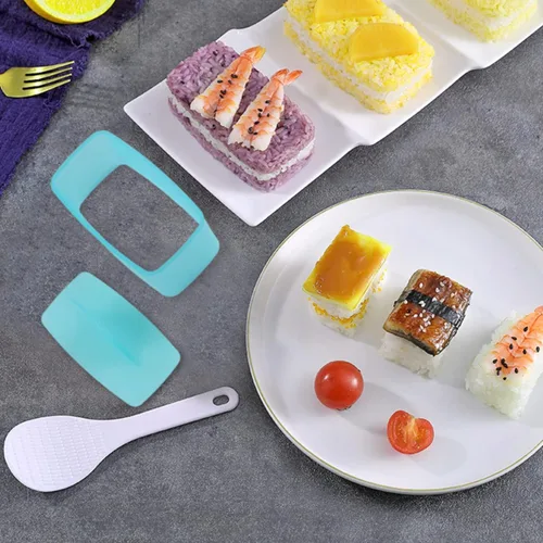 Vista 4 de Molde de spam para musubi, 4 piezas, kit para hacer musubi, cortador de spam, prensa de musubi, sushi, arroz, onigiri, cortador de huevos