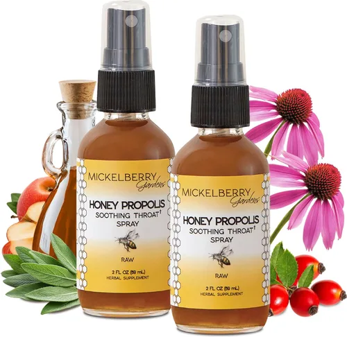 Vista 9 de Mickelberry Gardens Honey Propolis - Espray para la garganta, alivio calmante del dolor de garganta y apoyo inmunológico de propóleos, fórmula