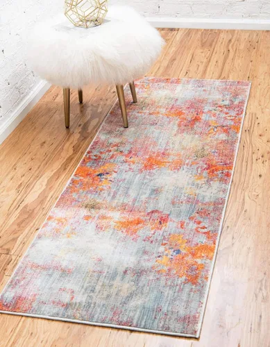 Vista 21 de Unique Loom Helios Collection - Alfombra Santorini (2 pies 2 pulgadas x 6 pies 1 pulgada, azul/beige)