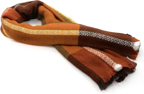 Vista 4 de American Trends Bufanda de otoño e invierno para mujer, bufanda a cuadros con borlas, suave y cálida manta para mujer