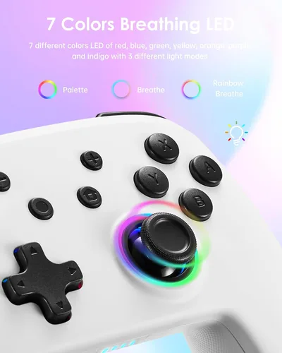 Vista 3 de DOYOKY Switch Controller, Hall Effect Joystick Switch Controller Compatible with SwitchSwitch Lite, Wireless Gamepad with 7 LED ColorsMotion