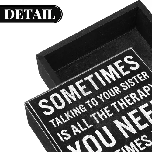 Vista 3 de Jetec Funny Sister Gifts Sometimes Talking to Your Sister Is All the Therapy You Need - Letrero de madera de 5.9 x 5.1 pulgadas, placas divertidas