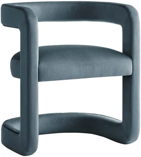 Vista 11 de Modway Winslow Silla de comedor de terciopelo resistente a las manchas en alabastro, sillón de barril con respaldo abierto, silla de comedor