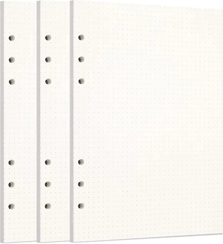 Vista 78 de Zelten 1 paquete A5 de 80 hojas/160 páginas 4 en 1 rayado cuadrado punteado en blanco hojas sueltas perforadas papel de repuesto de papel