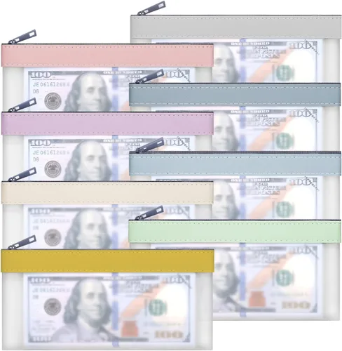 Vista 8 de Sobres transparentes para dinero en efectivo, bolsa de 7.6 x 3.7 pulgadas 4