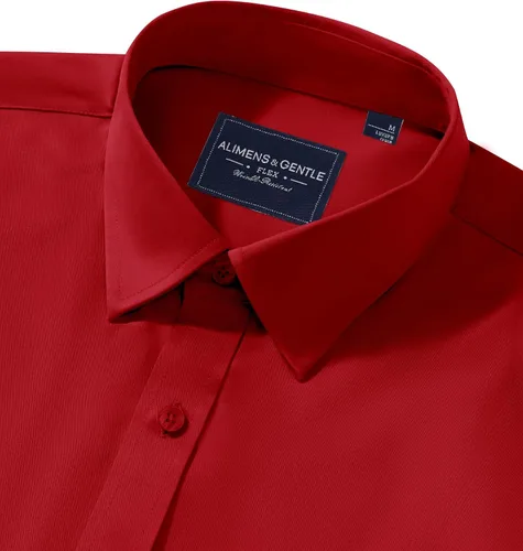 Vista 21 de Alimens & Gentle Camisas de vestir para hombre, manga larga, elásticas, sin arrugas, con botones