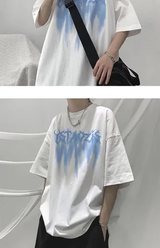 Vista 3 de CYee Y2K - Camiseta punk de manga corta de gran tamaño para hombre, hip-hop, sudadera gótica Harajuku Streetwear