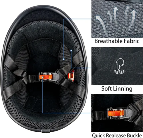 Vista 4 de Yesmotor - Casco de motocicleta de perfil bajo aprobado por DOT Fibra de carbono