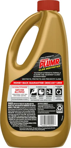 Vista 11 de Clorox Liquid-Plumr Pro-Strength - Destructor de obstrucciones, limpiador de drenaje líquido, 32 onzas líquidas (el paquete puede variar)