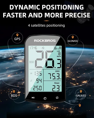 Vista 4 de ROCKBROS Computadora de bicicleta Inalámbrica Ciclismo Computadoras ANT+Bluetooth Bicicletas Mini Velocímetro Odómetro Impermeable 2.9 pulgadas LCD