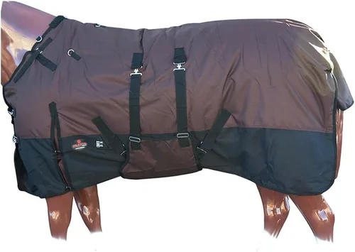 Vista 29 de HILASON Manta de Caballo de Poly Impermeable de Invierno 1200D con Envolvente de Vientre Mantas de Exterior para Caballos Vino