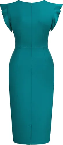 Vista 7 de Miusol vestido de cóctel con volantes, estilo clásico, para mujer